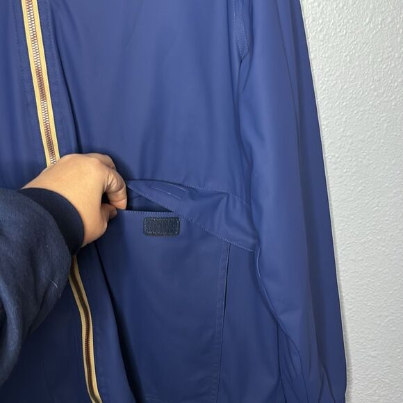 Weatherproof Navy Blue Hooded Kangaroo Pouch Pockets Rain Jacket Size Large - Picture 5 of 10